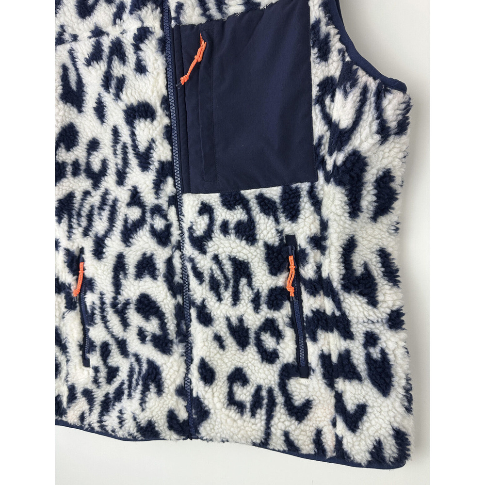 Vineyard Vines Leopard Print Mixed Media Sherpa Vest Supershep Women's Size XS - Picture 6 of 13